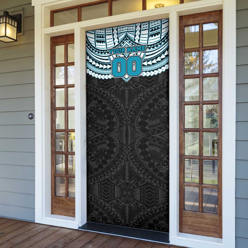Personalized Port Adelaide Power Door Cover Polynesian Tribal Pattern Heritage Football