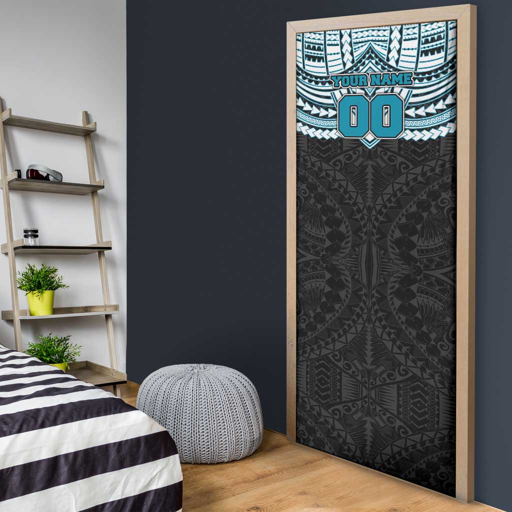Personalized Port Adelaide Power Door Cover Polynesian Tribal Pattern Heritage Football