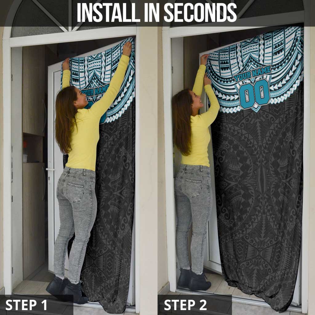 Personalized Port Adelaide Power Door Cover Polynesian Tribal Pattern Heritage Football