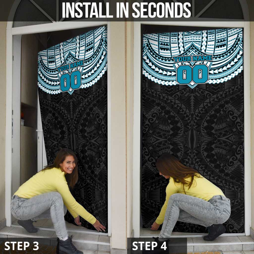 Personalized Port Adelaide Power Door Cover Polynesian Tribal Pattern Heritage Football