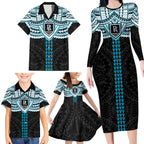 Personalized Port Adelaide Power Family Matching Long Sleeve Bodycon Dress and Hawaiian Shirt Polynesian Tribal Pattern Heritage Football
