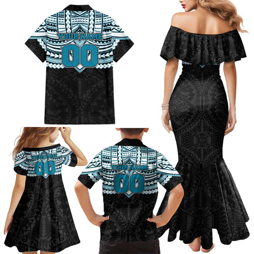 Personalized Port Adelaide Power Family Matching Mermaid Dress and Hawaiian Shirt Polynesian Tribal Pattern Heritage Football