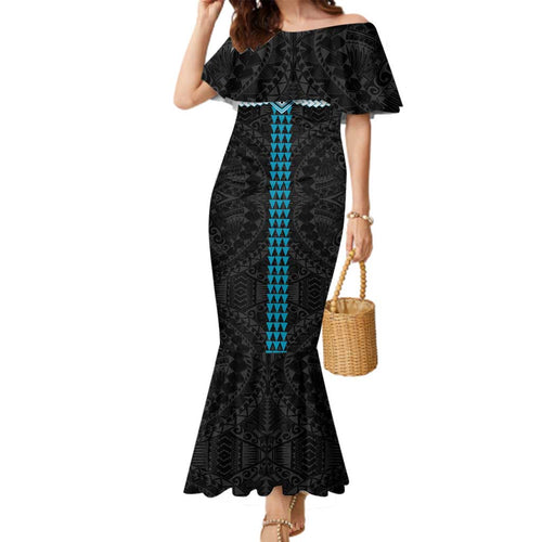 Personalized Port Adelaide Power Family Matching Mermaid Dress and Hawaiian Shirt Polynesian Tribal Pattern Heritage Football