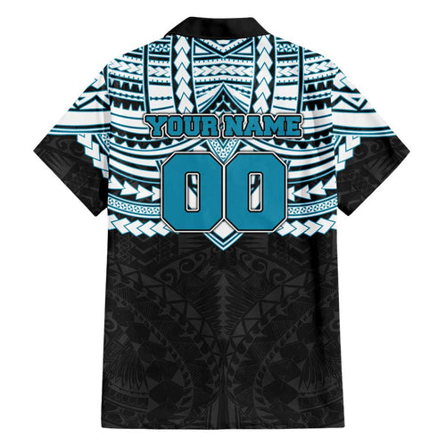 Personalized Port Adelaide Power Family Matching Off Shoulder Maxi Dress and Hawaiian Shirt Polynesian Tribal Pattern Heritage Football