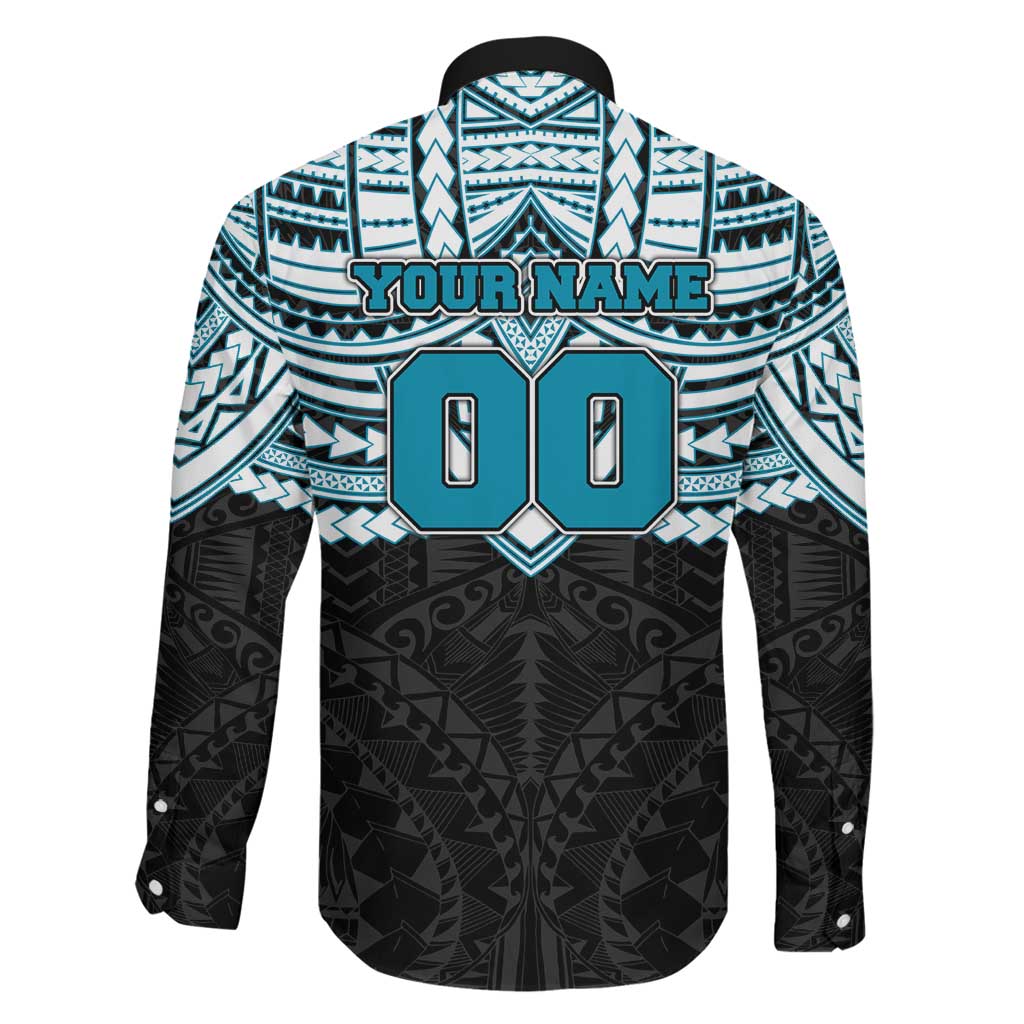 Personalized Port Adelaide Power Family Matching Off Shoulder Maxi Dress and Hawaiian Shirt Polynesian Tribal Pattern Heritage Football