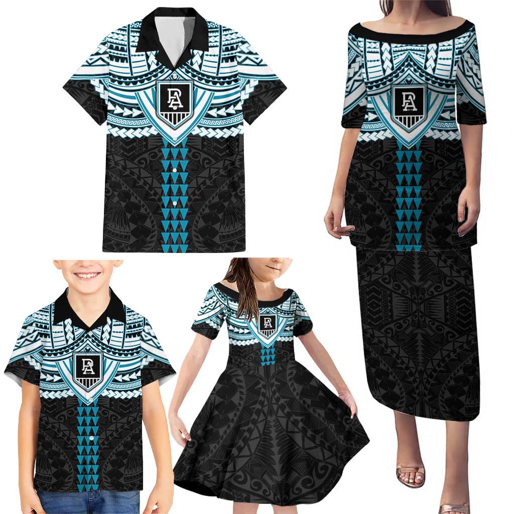 Personalized Port Adelaide Power Family Matching Puletasi and Hawaiian Shirt Polynesian Tribal Pattern Heritage Football