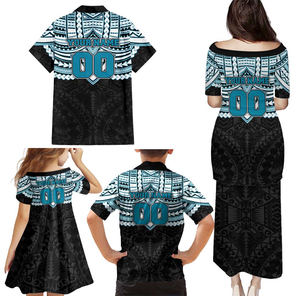 Personalized Port Adelaide Power Family Matching Puletasi and Hawaiian Shirt Polynesian Tribal Pattern Heritage Football