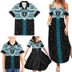 Personalized Port Adelaide Power Family Matching Summer Maxi Dress and Hawaiian Shirt Polynesian Tribal Pattern Heritage Football