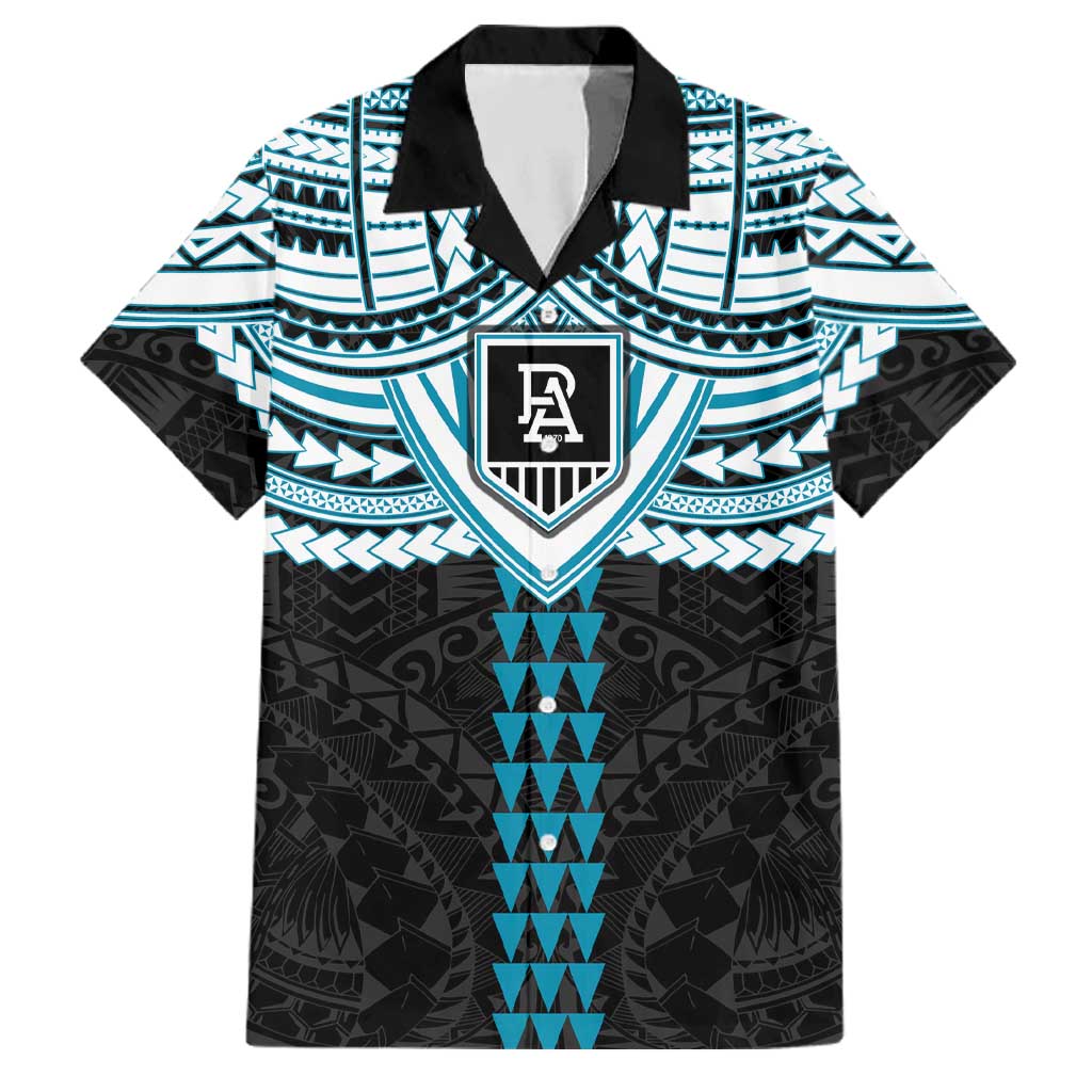 Personalized Port Adelaide Power Family Matching Summer Maxi Dress and Hawaiian Shirt Polynesian Tribal Pattern Heritage Football