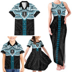 Personalized Port Adelaide Power Family Matching Tank Maxi Dress and Hawaiian Shirt Polynesian Tribal Pattern Heritage Football
