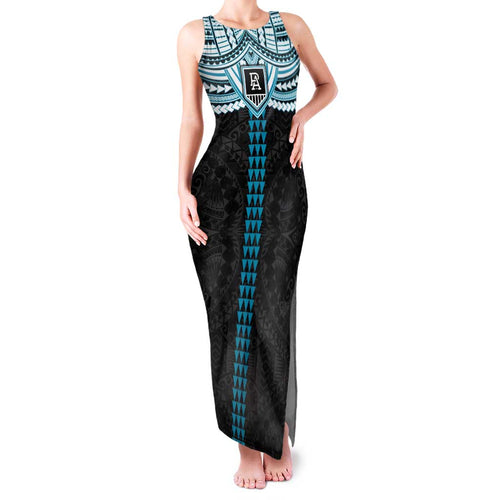 Personalized Port Adelaide Power Family Matching Tank Maxi Dress and Hawaiian Shirt Polynesian Tribal Pattern Heritage Football