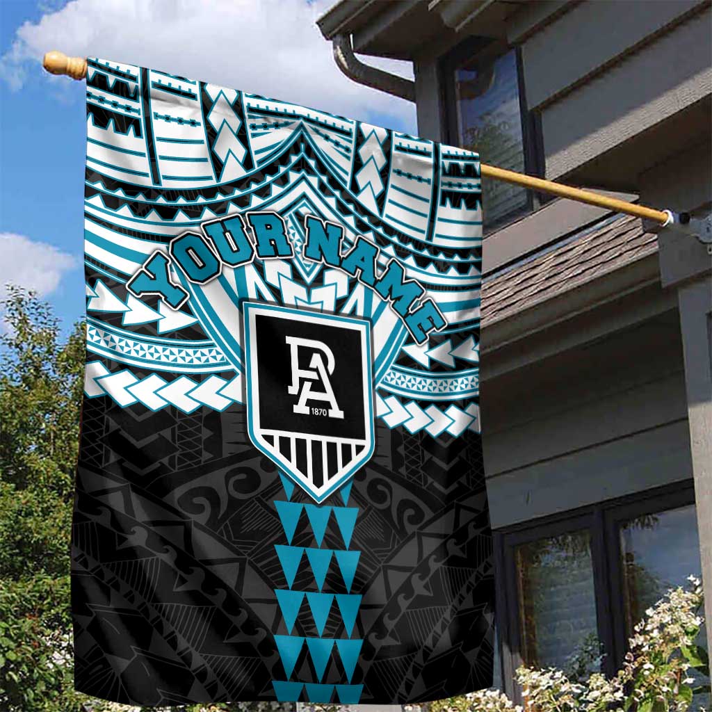 Personalized Port Adelaide Power Garden Flag Polynesian Tribal Pattern Heritage Football