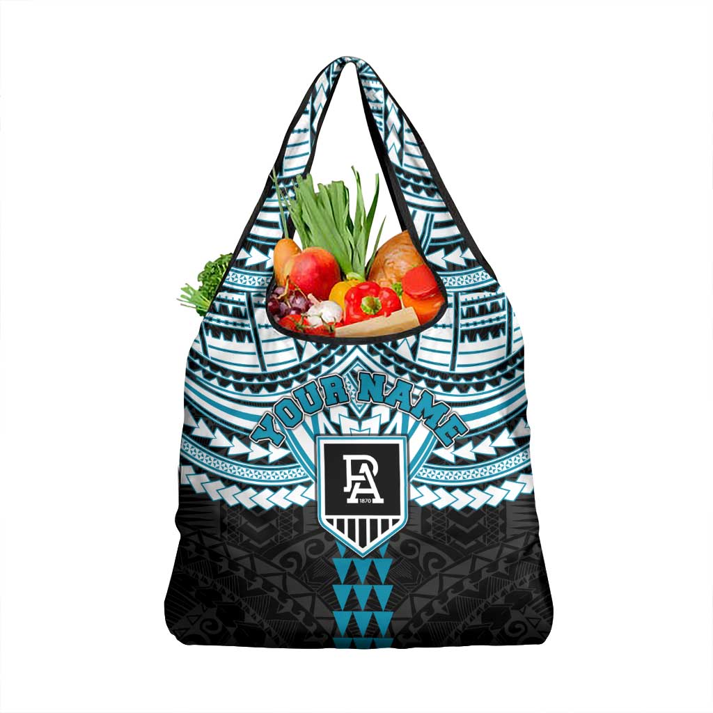 Personalized Port Adelaide Power Grocery Bag Polynesian Tribal Pattern Heritage Football