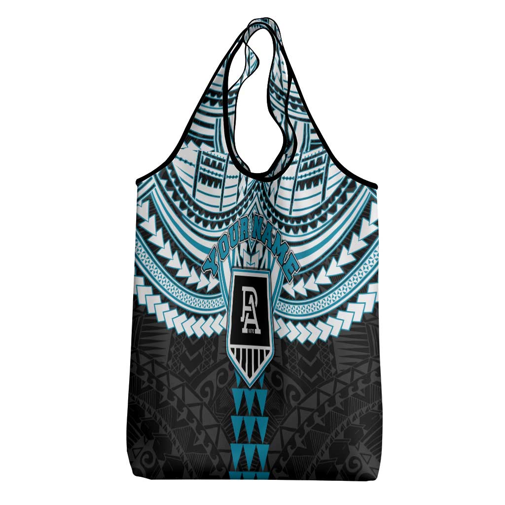 Personalized Port Adelaide Power Grocery Bag Polynesian Tribal Pattern Heritage Football