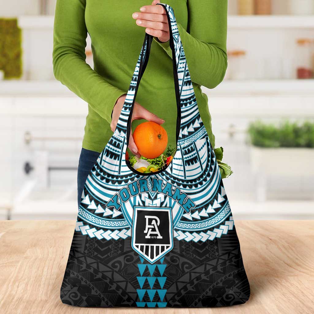Personalized Port Adelaide Power Grocery Bag Polynesian Tribal Pattern Heritage Football