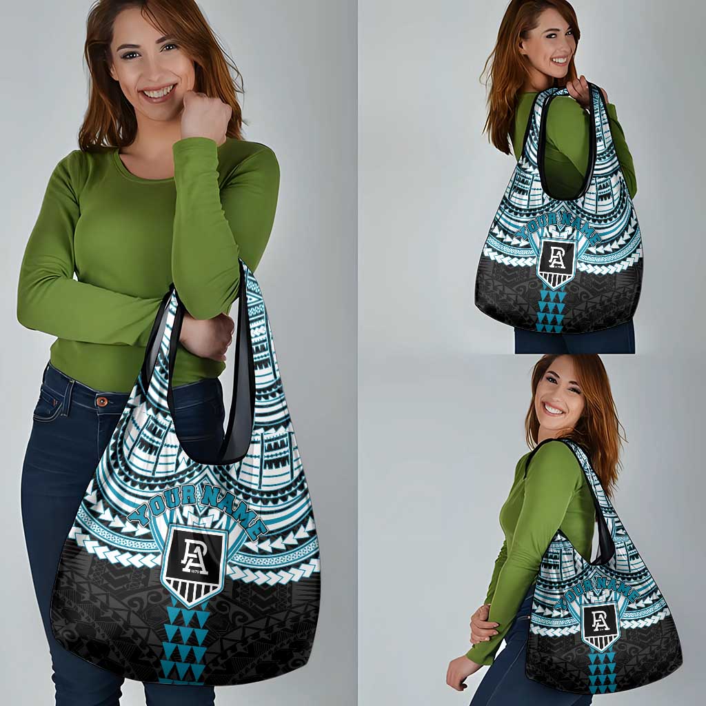 Personalized Port Adelaide Power Grocery Bag Polynesian Tribal Pattern Heritage Football