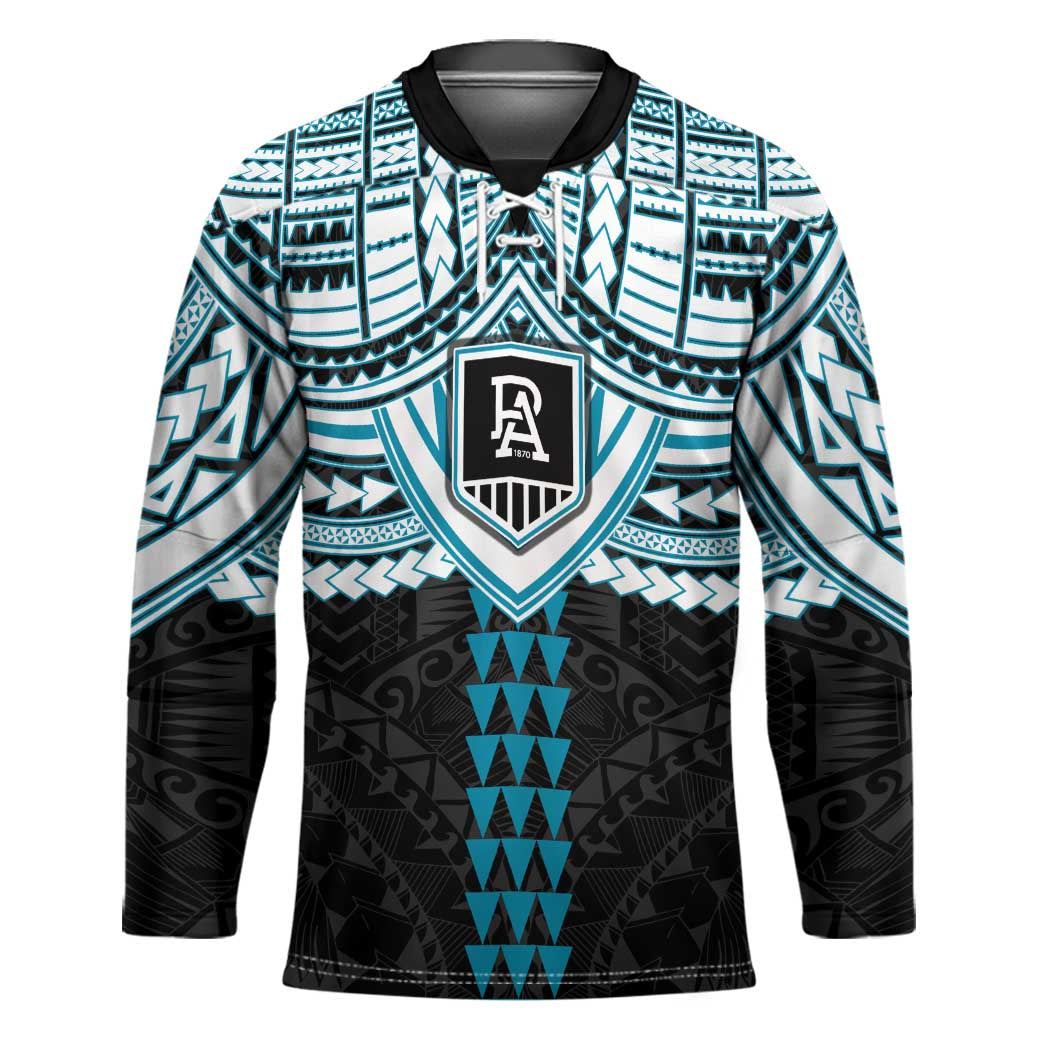 Personalized Port Adelaide Power Hockey Jersey Polynesian Tribal Pattern Heritage Football