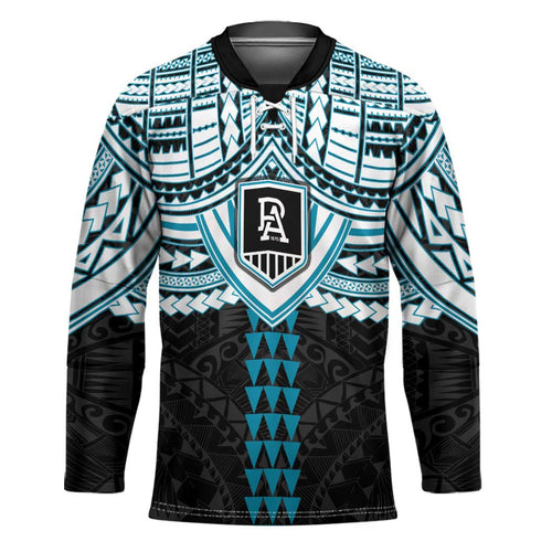 Personalized Port Adelaide Power Hockey Jersey Polynesian Tribal Pattern Heritage Football