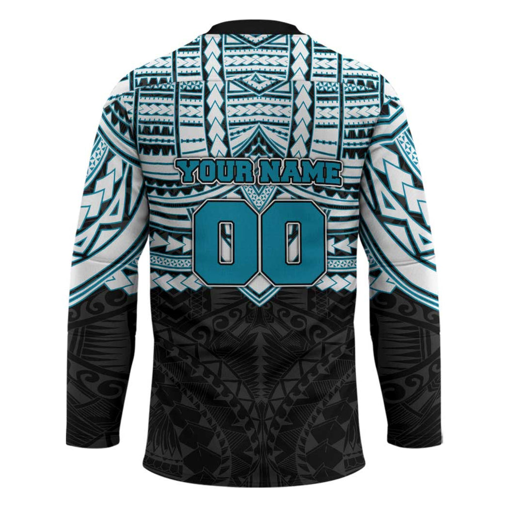 Personalized Port Adelaide Power Hockey Jersey Polynesian Tribal Pattern Heritage Football