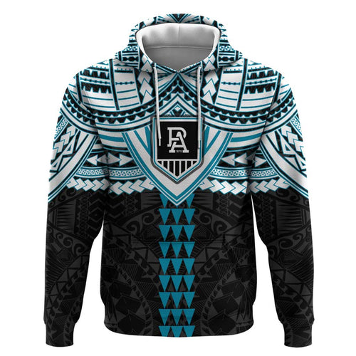 Personalized Port Adelaide Power Hoodie Polynesian Tribal Pattern Heritage Football