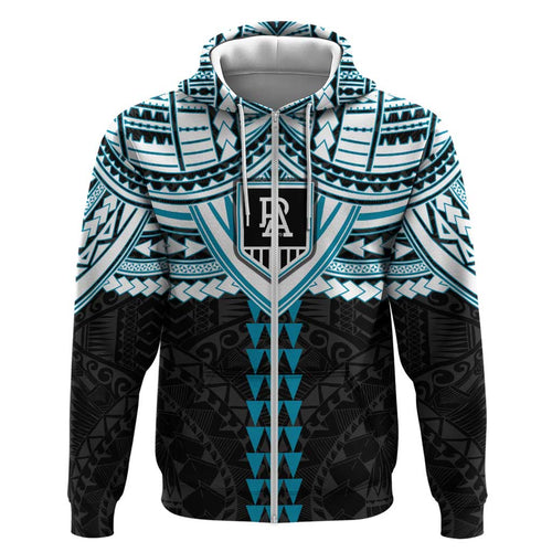Personalized Port Adelaide Power Hoodie Polynesian Tribal Pattern Heritage Football