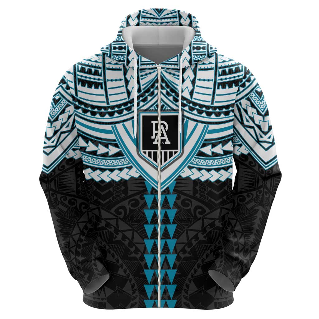 Personalized Port Adelaide Power Hoodie Polynesian Tribal Pattern Heritage Football