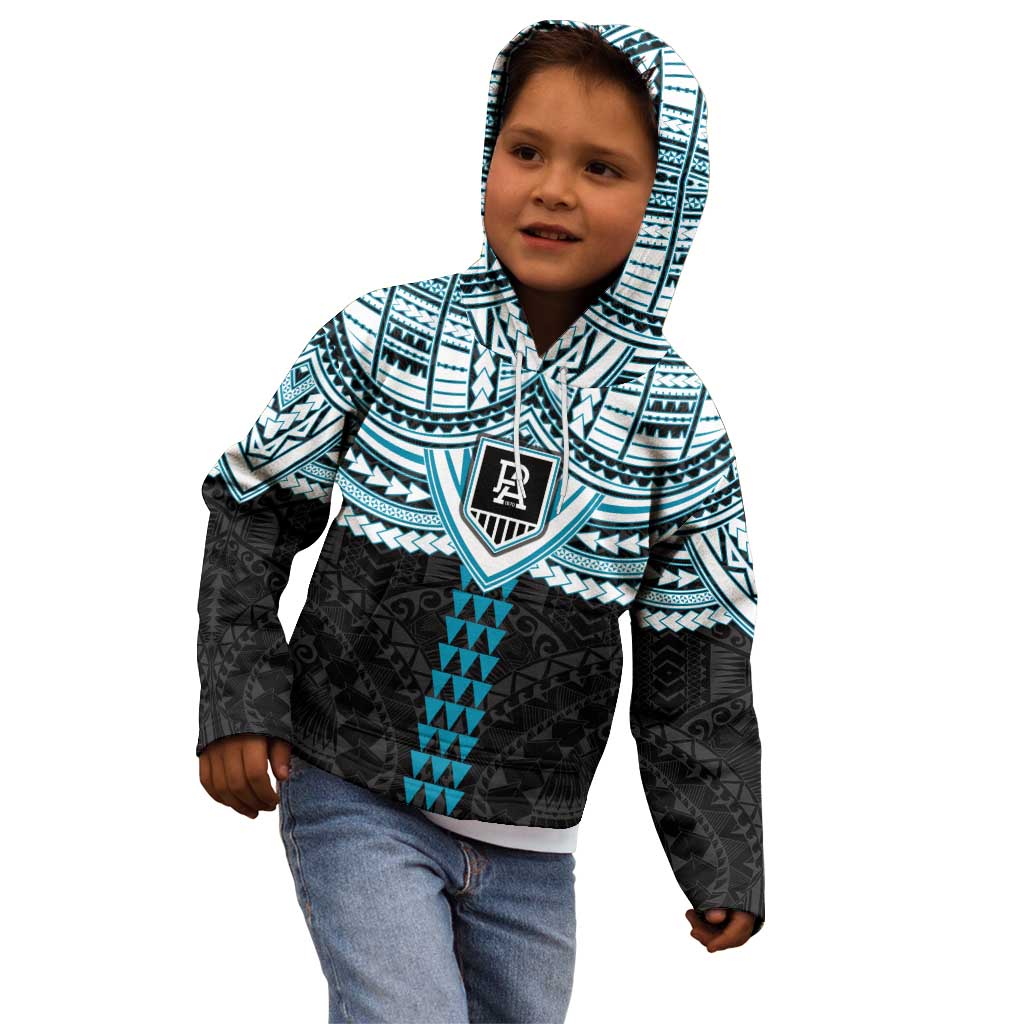 Personalized Port Adelaide Power Kid Hoodie Polynesian Tribal Pattern Heritage Football