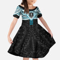 Personalized Port Adelaide Power Kid Short Sleeve Dress Polynesian Tribal Pattern Heritage Football
