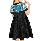 Personalized Port Adelaide Power Kid Short Sleeve Dress Polynesian Tribal Pattern Heritage Football