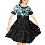 Personalized Port Adelaide Power Kid Short Sleeve Dress Polynesian Tribal Pattern Heritage Football