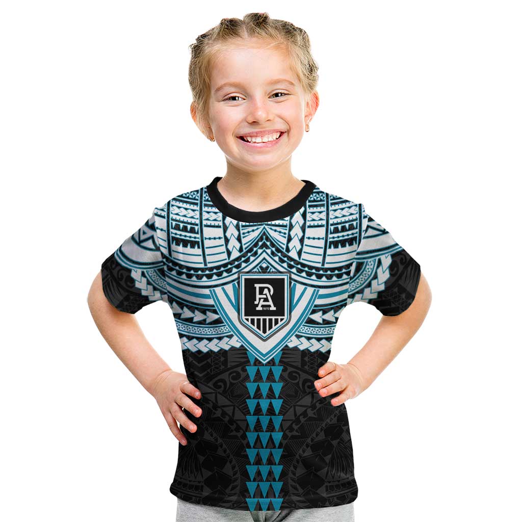 Personalized Port Adelaide Power Kid T Shirt Polynesian Tribal Pattern Heritage Football