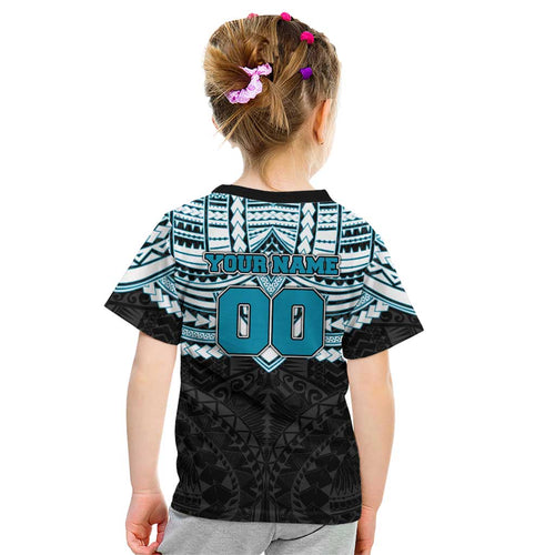 Personalized Port Adelaide Power Kid T Shirt Polynesian Tribal Pattern Heritage Football