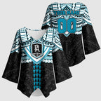 Personalized Port Adelaide Power Kimono Sleeve Blouse Polynesian Tribal Pattern Heritage Football
