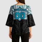 Personalized Port Adelaide Power Kimono Sleeve Blouse Polynesian Tribal Pattern Heritage Football