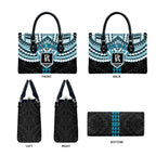 Personalized Port Adelaide Power Leather Bag Polynesian Tribal Pattern Heritage Football