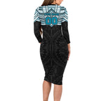 Personalized Port Adelaide Power Long Sleeve Bodycon Dress Polynesian Tribal Pattern Heritage Football