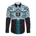 Personalized Port Adelaide Power Long Sleeve Button Shirt Polynesian Tribal Pattern Heritage Football
