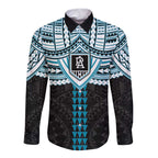 Personalized Port Adelaide Power Long Sleeve Button Shirt Polynesian Tribal Pattern Heritage Football