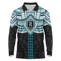 Personalized Port Adelaide Power Long Sleeve Polo Shirt Polynesian Tribal Pattern Heritage Football