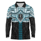 Personalized Port Adelaide Power Long Sleeve Polo Shirt Polynesian Tribal Pattern Heritage Football