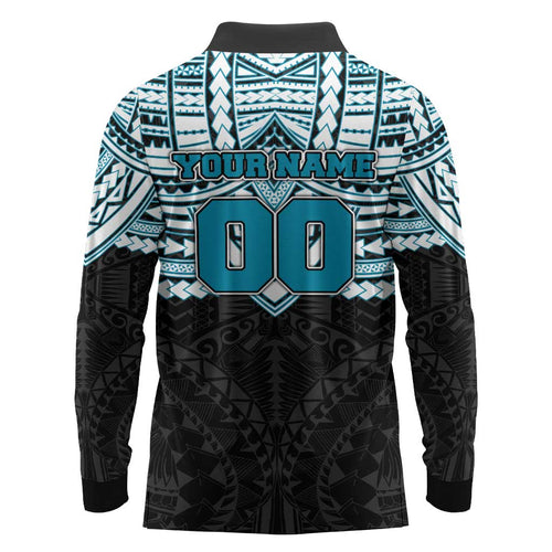 Personalized Port Adelaide Power Long Sleeve Polo Shirt Polynesian Tribal Pattern Heritage Football
