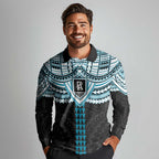 Personalized Port Adelaide Power Long Sleeve Polo Shirt Polynesian Tribal Pattern Heritage Football
