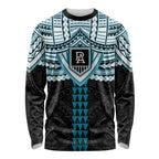 Personalized Port Adelaide Power Long Sleeve Shirt Polynesian Tribal Pattern Heritage Football