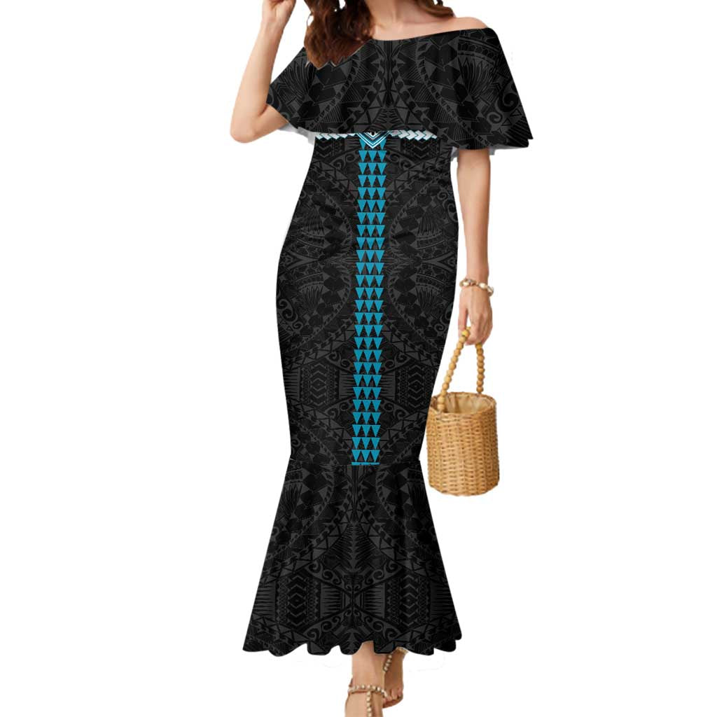 Personalized Port Adelaide Power Mermaid Dress Polynesian Tribal Pattern Heritage Football
