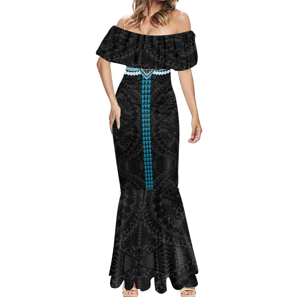 Personalized Port Adelaide Power Mermaid Dress Polynesian Tribal Pattern Heritage Football