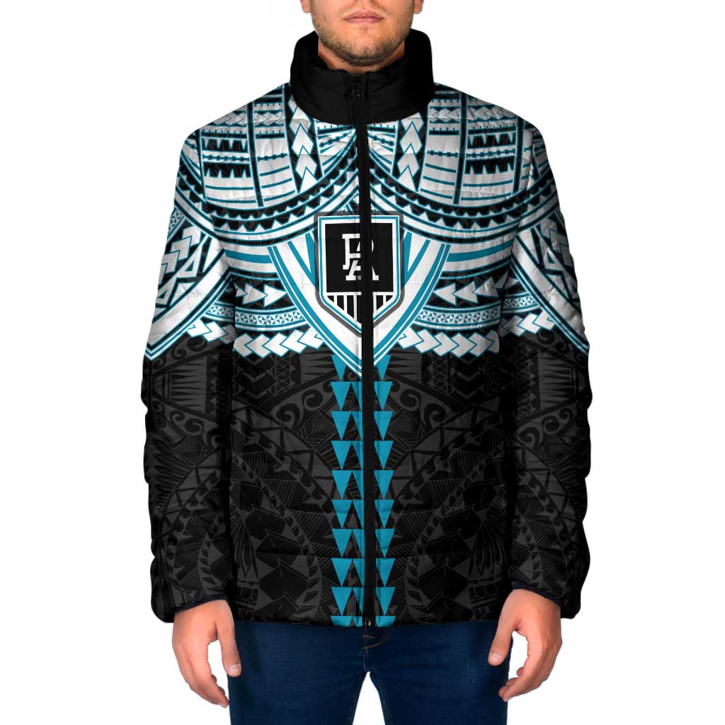 Personalized Port Adelaide Power Padded Jacket Polynesian Tribal Pattern Heritage Football