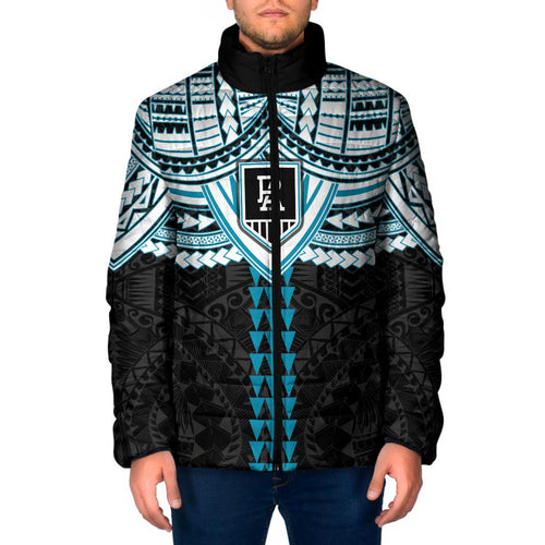 Personalized Port Adelaide Power Padded Jacket Polynesian Tribal Pattern Heritage Football