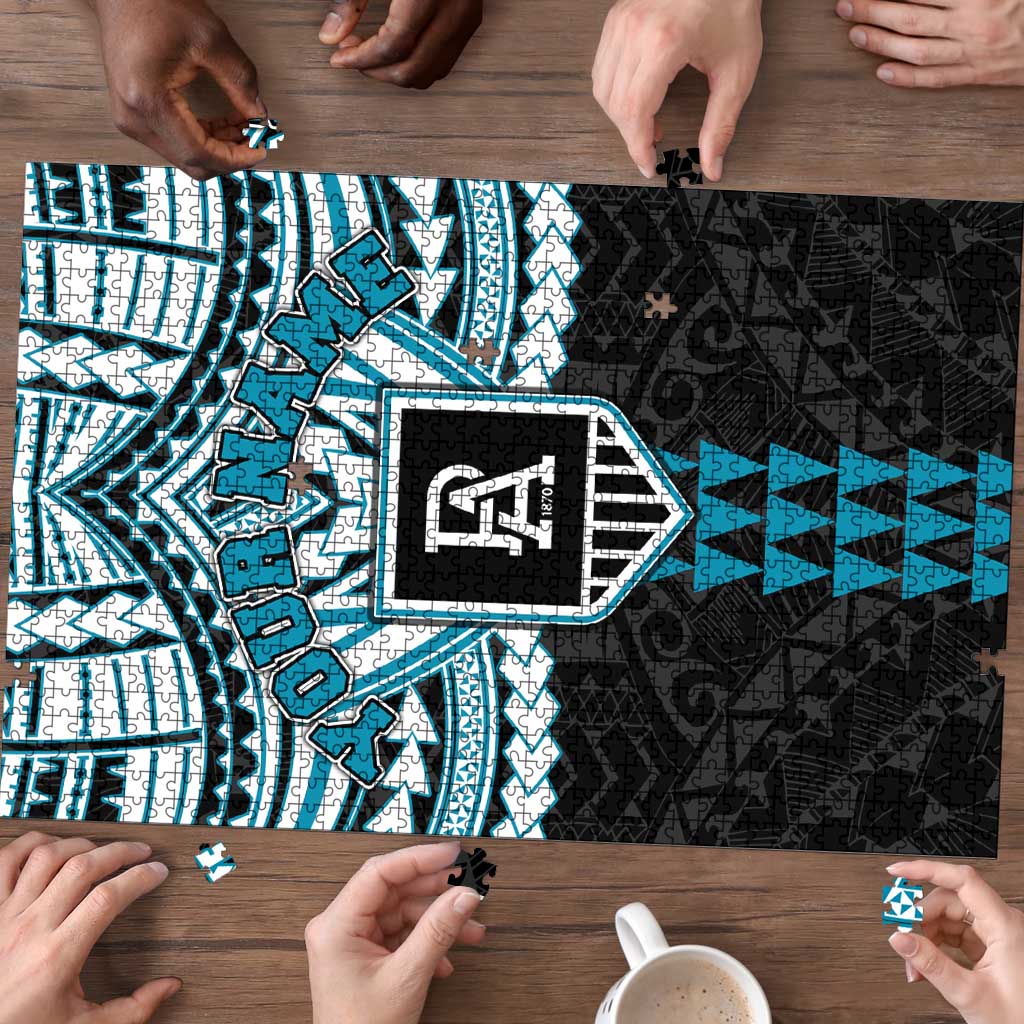Personalized Port Adelaide Power Puzzle Polynesian Tribal Pattern Heritage Football