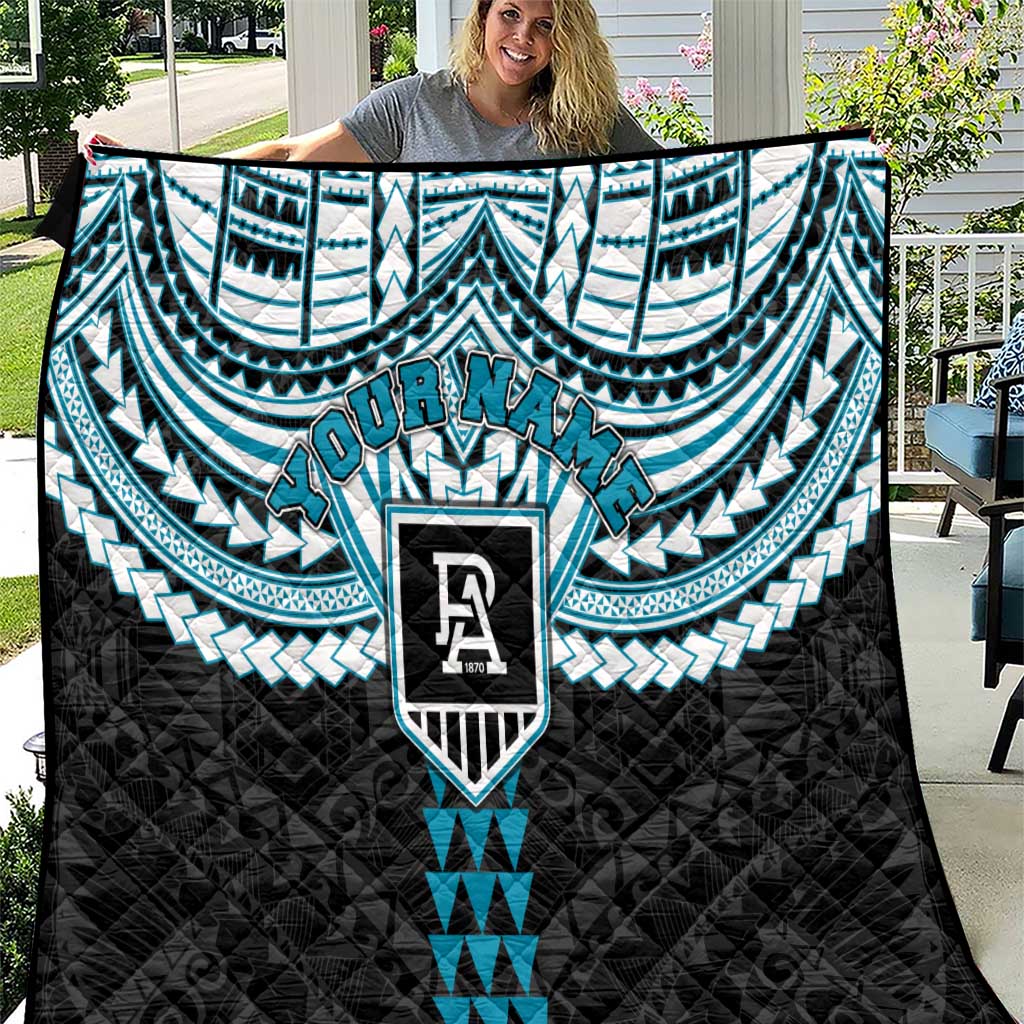 Personalized Port Adelaide Power Quilt Polynesian Tribal Pattern Heritage Football