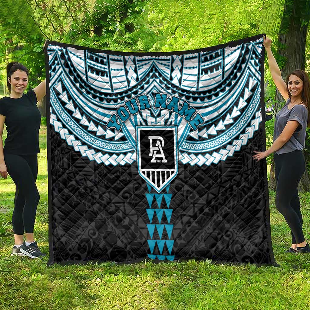 Personalized Port Adelaide Power Quilt Polynesian Tribal Pattern Heritage Football